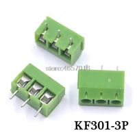 good quality 100pcs kf301 5 0 3p kf301 screw 3pin 5 0mm green straight pin pcb screw terminal block connector