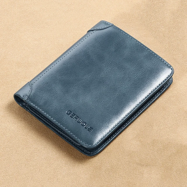 Мужской кошелек из натуральной кожи с RFID-защитой и защитой от кражи ультратонкий