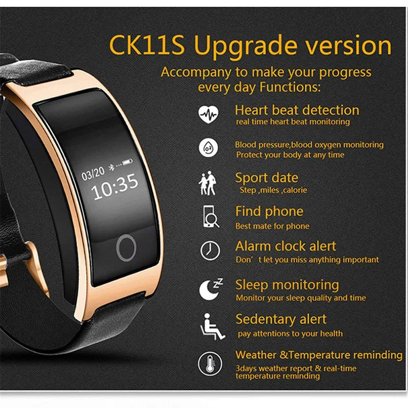 

CK11S Smart Wristband Blood Pressure Watch Oxygen Heart Rate Monitor Bracelet Pedometer IP67 Waterproof Smartwatch Wristbands