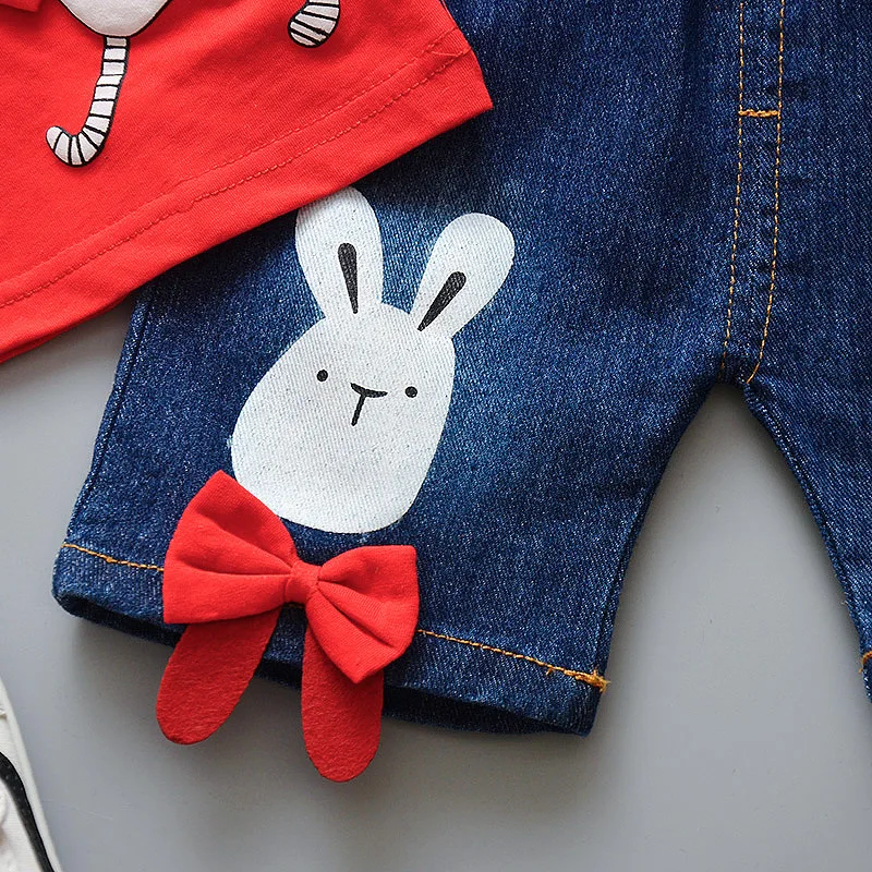 Модный летний комплект одежды для девочек 2020 г. Новые хлопковые топы с героями