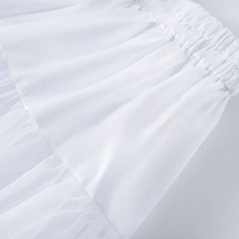 

Women Girls Ruffled Short Petticoat Solid White Color Fluffy Bubble Tutu Skirt Puffy Half Slip Prom Crinoline Underskirt No Hoop