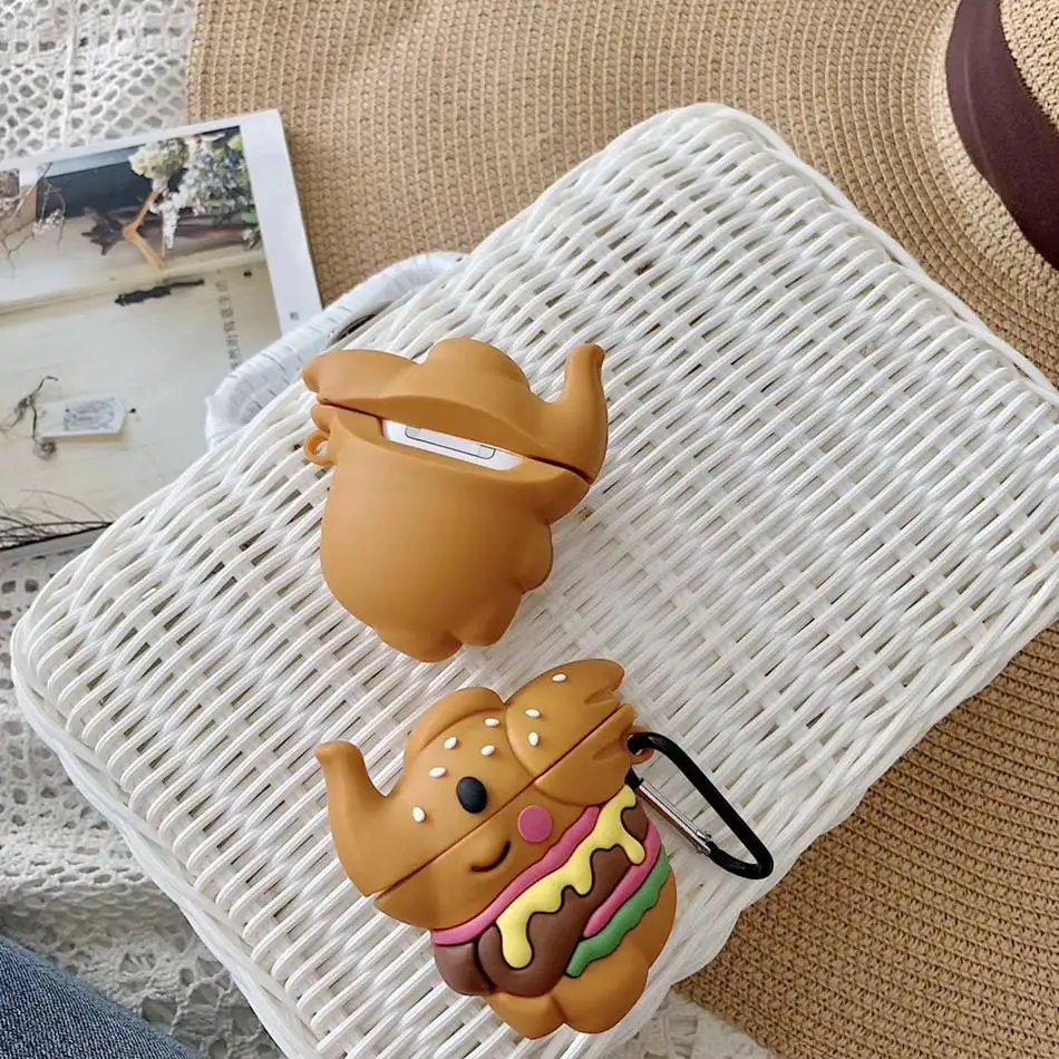 3D Пингвин чехол для наушников Airpods силиконовый розовый чехол для Apple Air pods 2 Чехол для наушников Earpods кольцо брелок для ключей