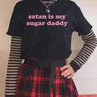 Модная летняя футболка с принтом сатана из мультфильма Мой сахарный папа, новая свободная повседневная женская футболка в стиле панк с круглым вырезом в стиле Харадзюку, Готическая уличная одежда