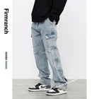 Новые мужскиеженские черные и синие джинсы firmранчо для мужчин 2021 уличные Многослойные джинсы Bottons бойфренд Vibe брюки мотобрюки