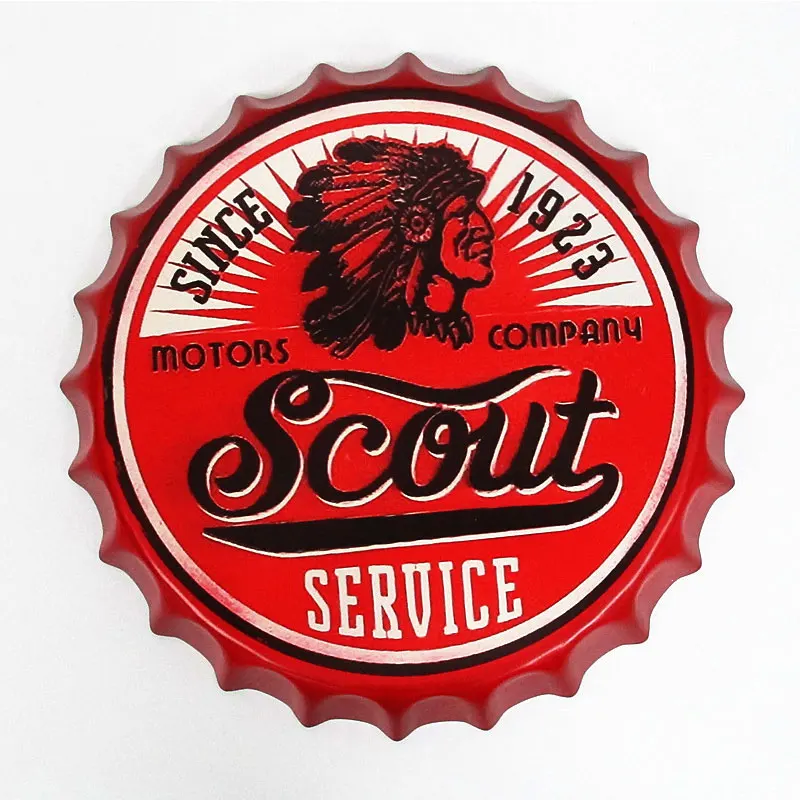 

35cm Beer Bottle Cap Vintage Tin Sign Bar Pub Club Cafe Home Wall Decoration Plates Round Art Poster Retro Metal Wall Plaques