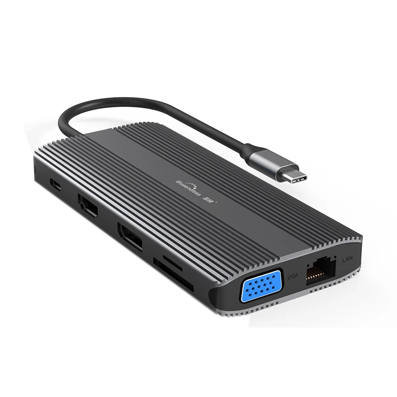 

Blueendless USB C Hub HDMI-compatib/DP/VGA Ethernet 3 USB Ports PD SD/TF 12 in 1 Docking Station for Type-C Laptops Smart Phone