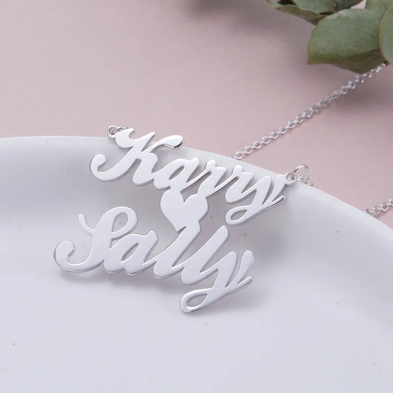 Ожерелье с двойным именем ожерелье двумя именами на заказ персонализированным