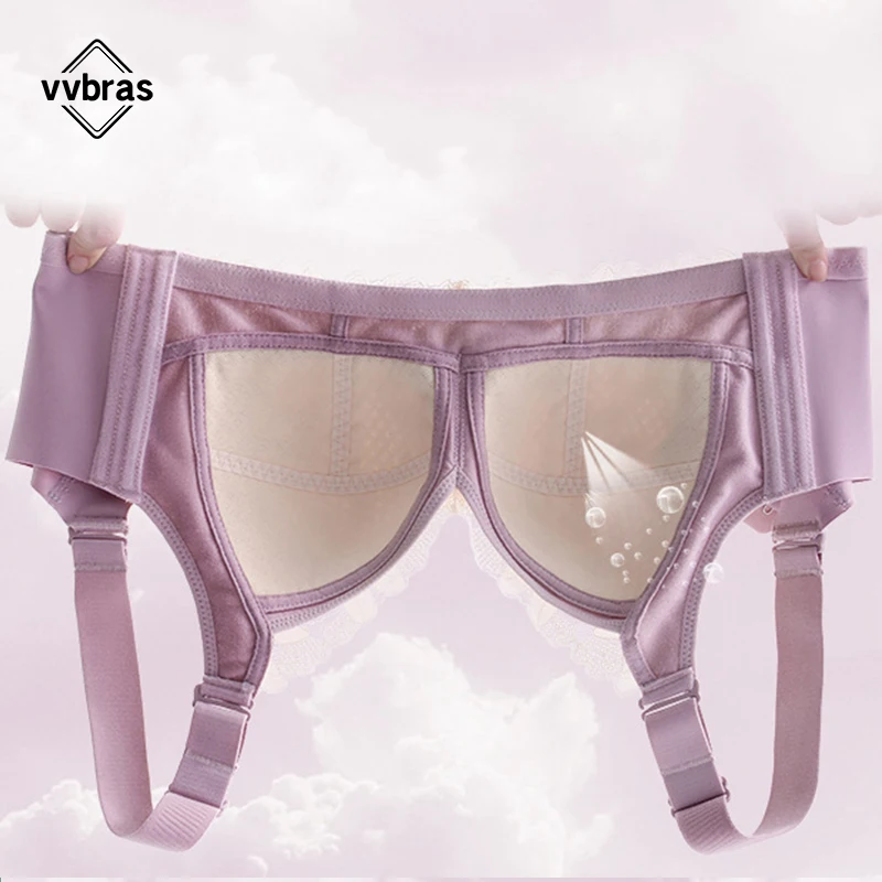 vvbras Push Up Bra Sexy Lace Bras For Women Wireless Plus Size Bralette Ultra-thin Flower Bra Underwear BCDE Full Cup Big Size