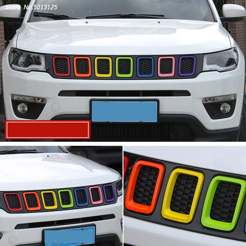 

For Jeep Compass 2021 2017 2018 2019 2020 ABS Front Car Grille Molding Lid Middle Net Cover Trim Decor Car Styling Accessories