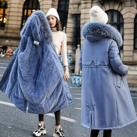 fashion long cotton liner hooded parka women slim with fur collar warm winter jacket coat 2020 new