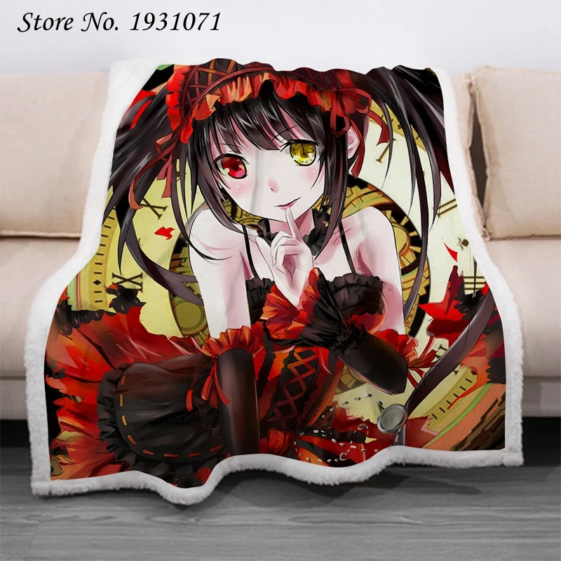 Флисовое одеяло для кровати с мультяшным аниме свиданием и живым 3D принтом