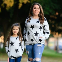 2022 autumn family matching clothes star printed hoodies for mother daughter shirt mom and daughter long sleeve matching outfits