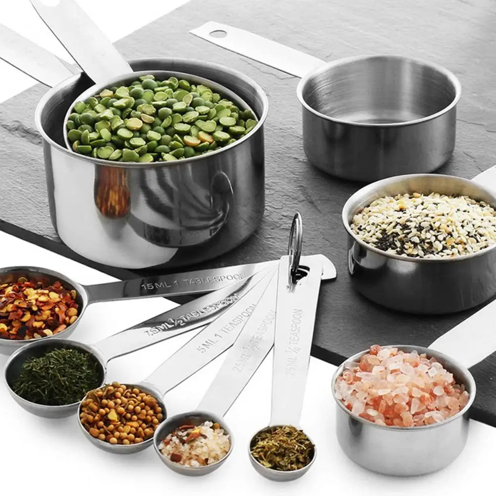 

12Pcs/Set Measuring Mug Eco-friendly High Precise Stainless Steel Measuring Spoon Supplies with Calibration Baking Tools