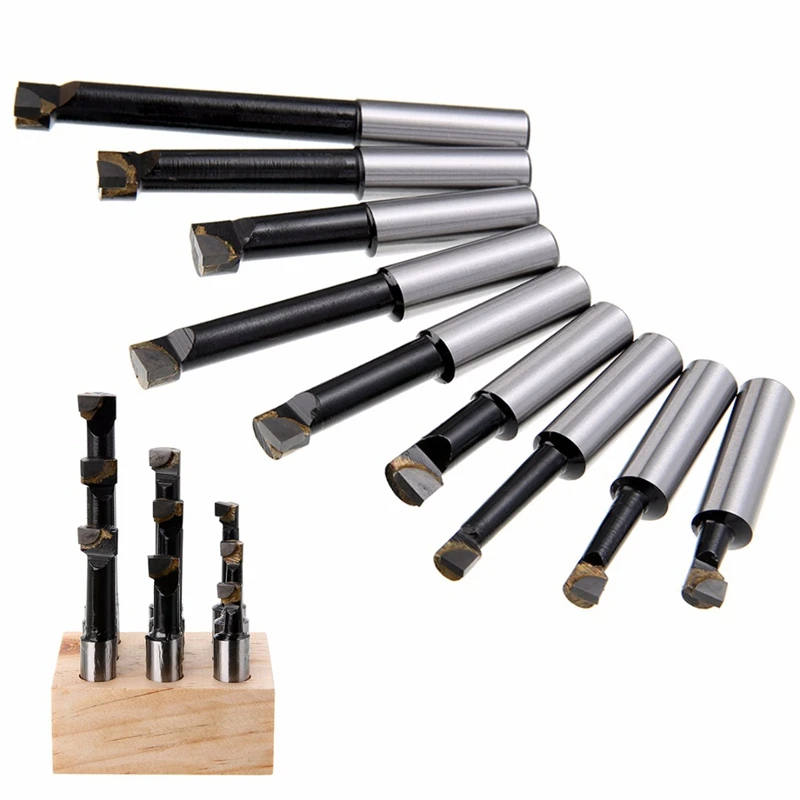 

9Pcs Durable Hard Alloy Shank Boring Bar Set Carbide Tipped Bars 12Mm For 2 Inch 50Mm Boring Head For Lathe Milling