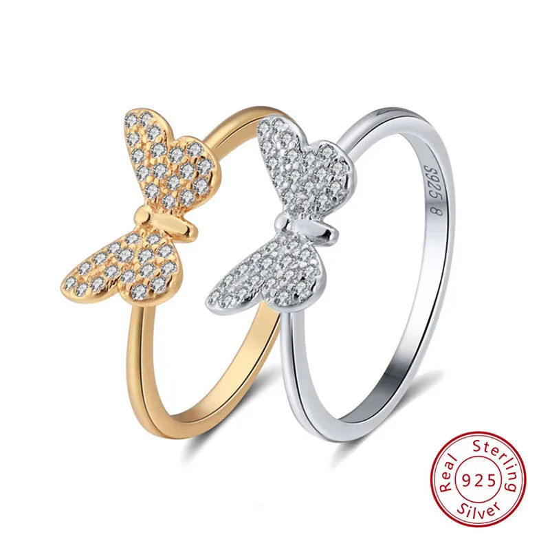 Effie queen 925 пробы Серебряное женское кольцо с бабочкой с AAA блестящим цирконием женские кольца s925 хорошее ювелирное изделие TSR59