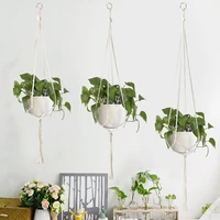 1pcs plants potted lanyard handmade macrame flower pot hanging basket knotted rope home garden decor