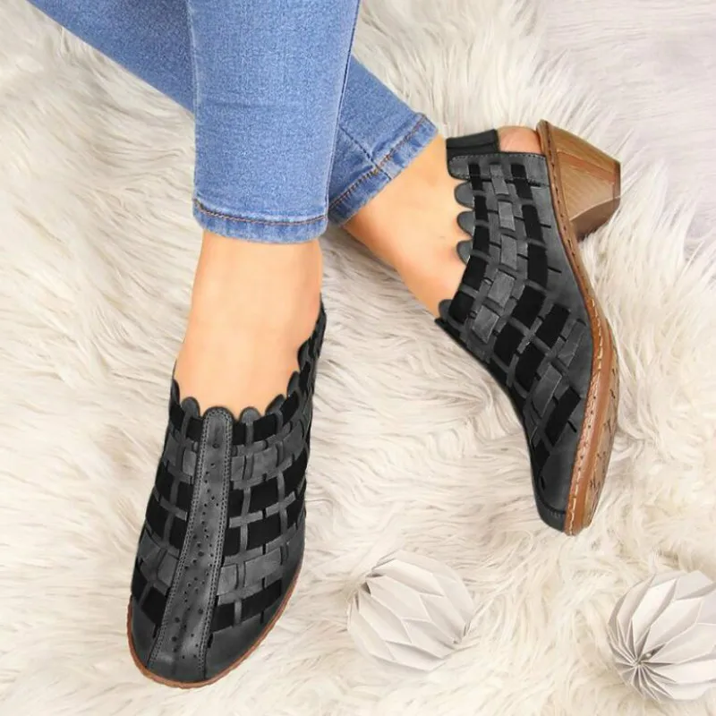 

2021 New Women Sandals Summer Fashion Stitching Ladies Heel Shoes Female Casual SandaliasSize
