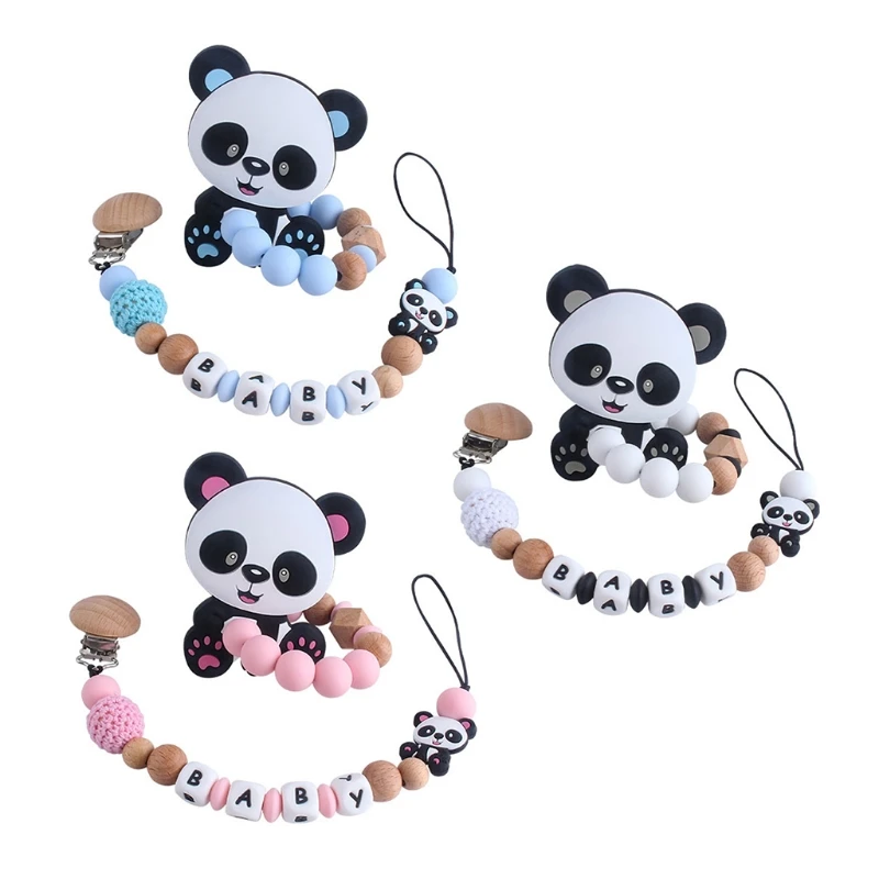

2 Pcs Baby Pacifier Chain Cartoon Bear Teether Set Nipple Clip Holder Infant Silicone Teething Soother Molar Toys