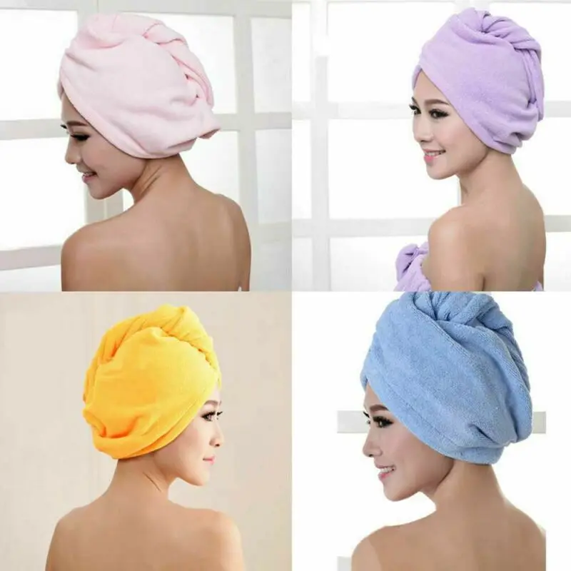 Горячая микрофибра Полотенца быстросохнущая волосы магия Сушка Тюрбан