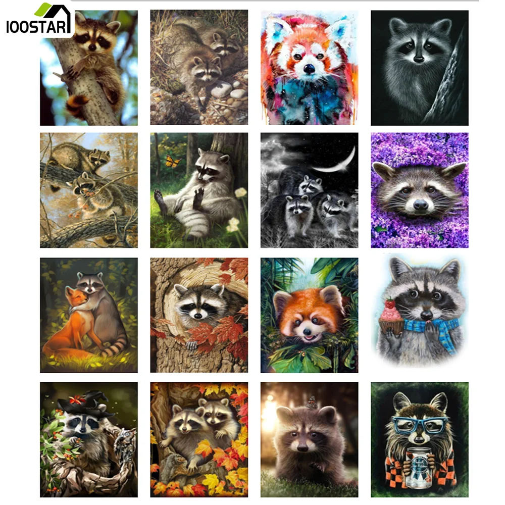

5D Diamond Painting Raccoon Cross Stitch Kit Full Drill Square Diamond Embroidery Mosaic Animal Picture Of Rhinestones DIY Gift