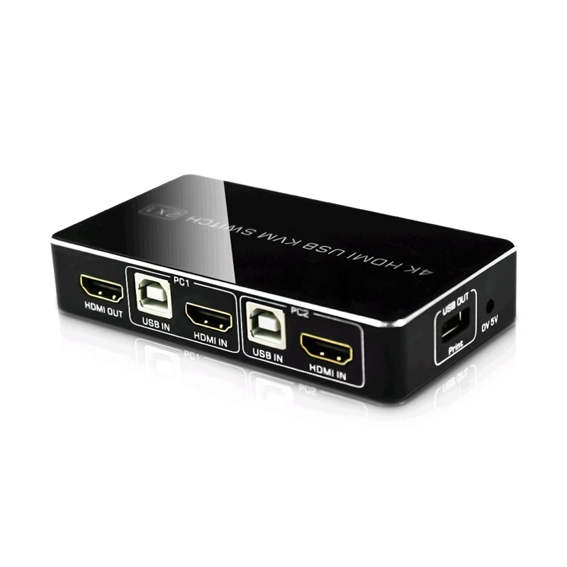 4K HDMI KVM переключатель 2In 1Out USB HDMI2.0 сплиттер с кабелем для клавиатуры мышь принтер