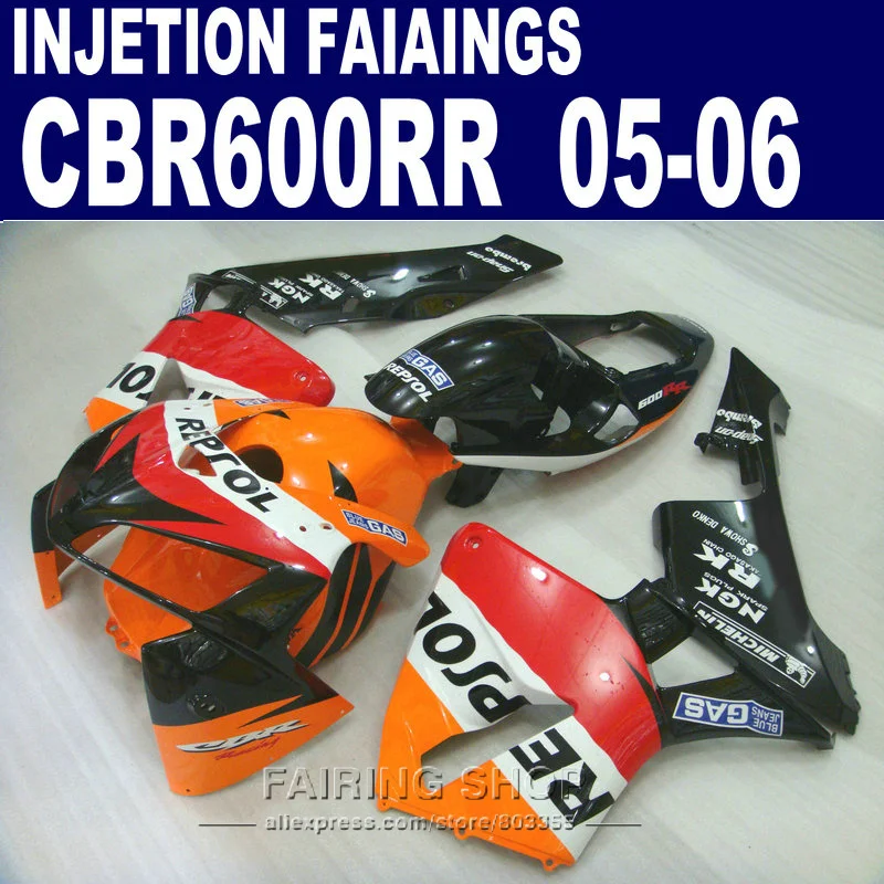 Дешево! Обтекатели для Honda CBR 600RR 2005 2006 Оранжевый repsol) cbr600rr 05 06 Настройка обтекателя