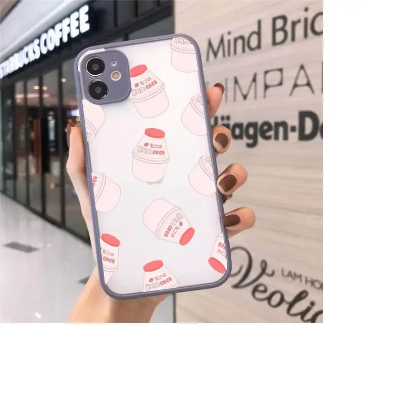 

Strawberry Banana Milk Drink Phone Case Matte Transparent for iPhone 7 8 11 12 s mini pro X XS XR MAX Plus cover funda