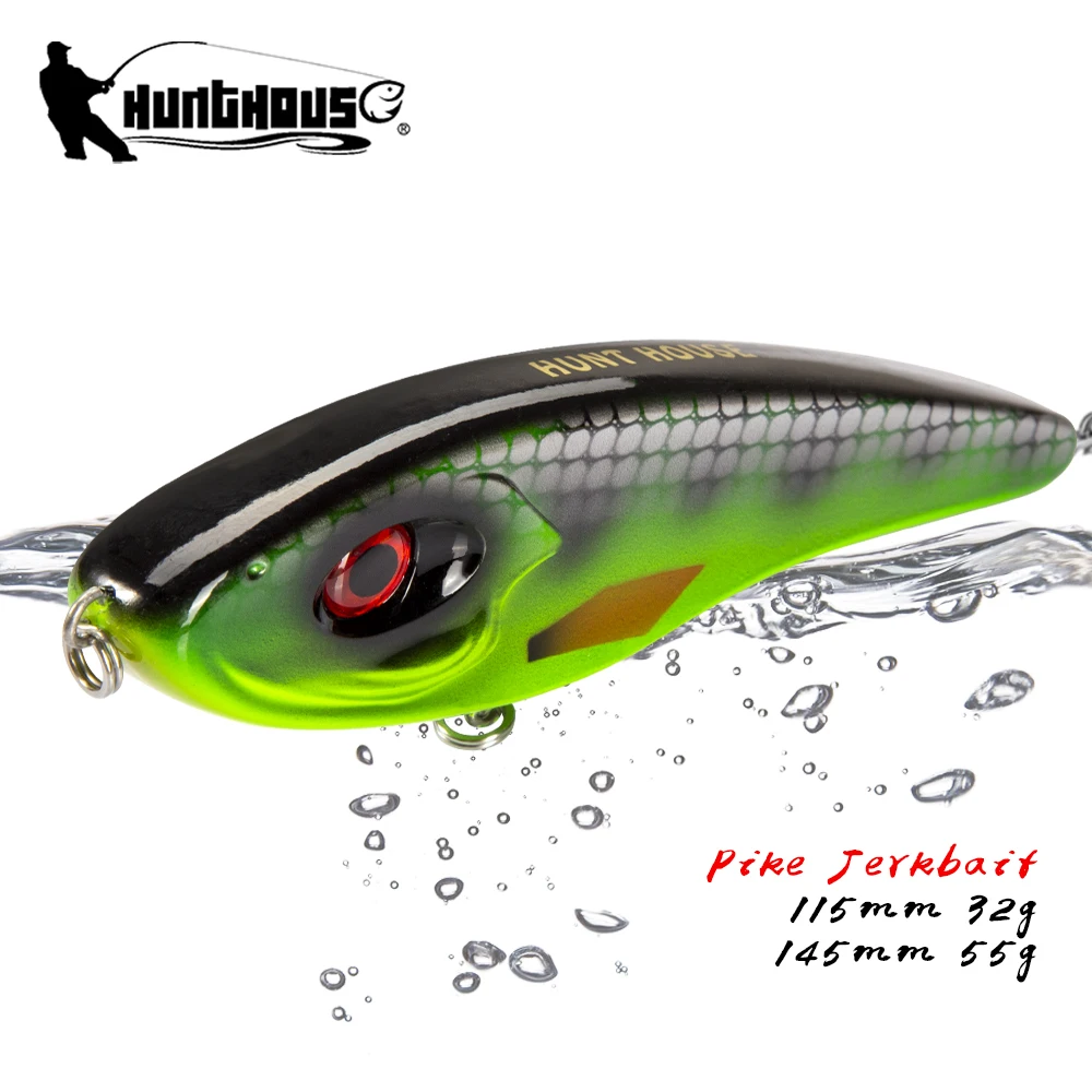 

Hunthouse Musky Buster Fishing Lure Jerkbait Pike Baits Long Casting 115mm 145mm VIB Slow Sinking Wobblers Artificial Tackle