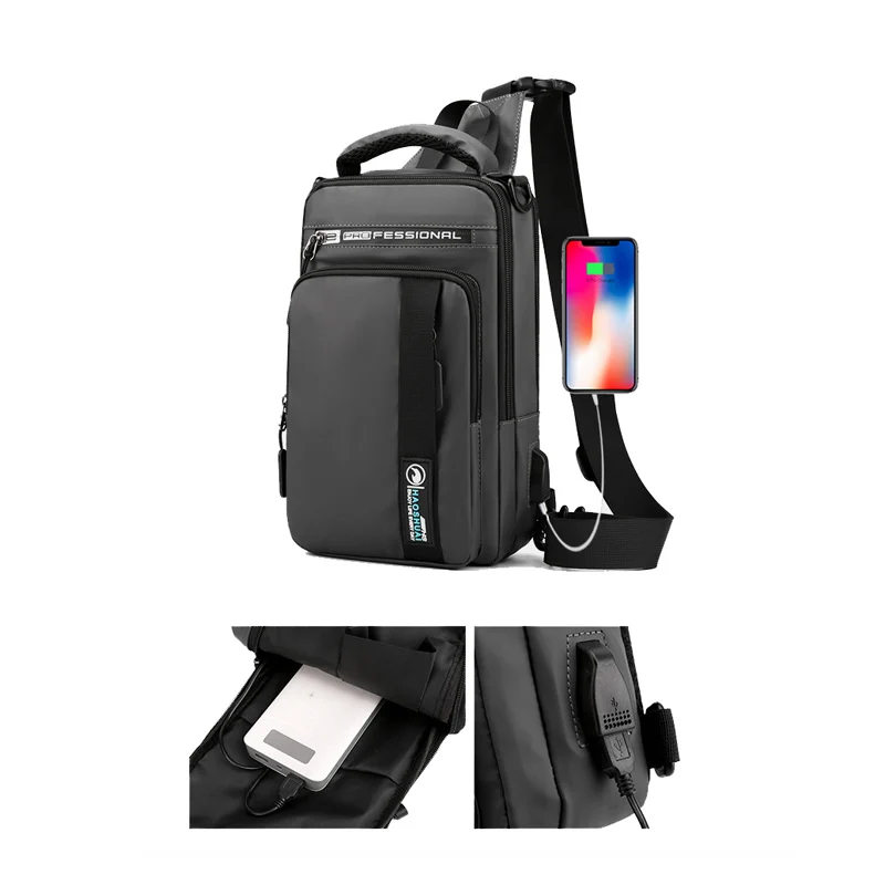 YoReAi Men's Multifunction Anti-theft Crossbody Shoulder Bag - Waterproof Messenger Bag with USB Charging for Casual Use image 5