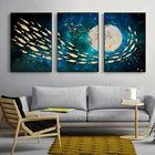 Современные золотые фольгированные линии лунное дерево абстрактные настенные художественные картины на холсте плакаты и принты украшение для гостиной Декор в скандинавском стиле