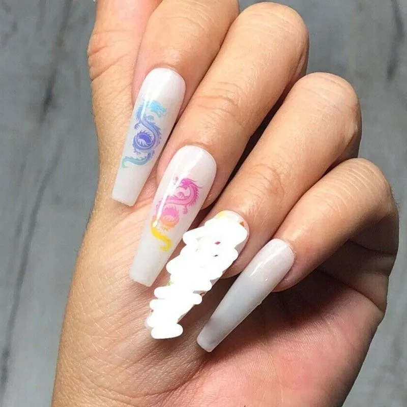 Наклейки для ногтей в виде дракона японский дизайн крест 3d наклейки наклейка