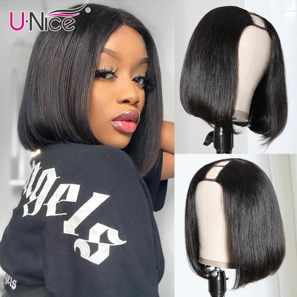 Волосы Unice U Part парики перуанские прямые человеческие волосы короткий боб для