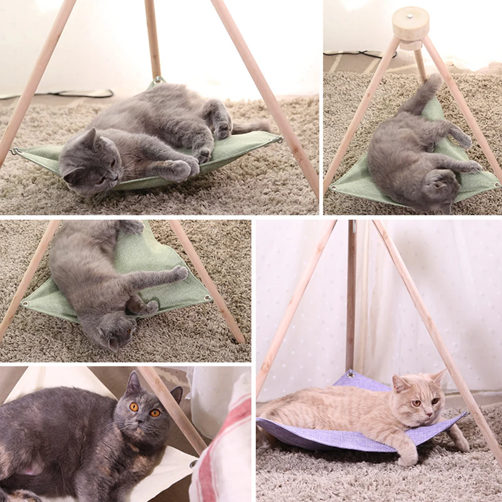 Простой штатив гамак для кошек лежаков щенков домиков домашних животных льняной