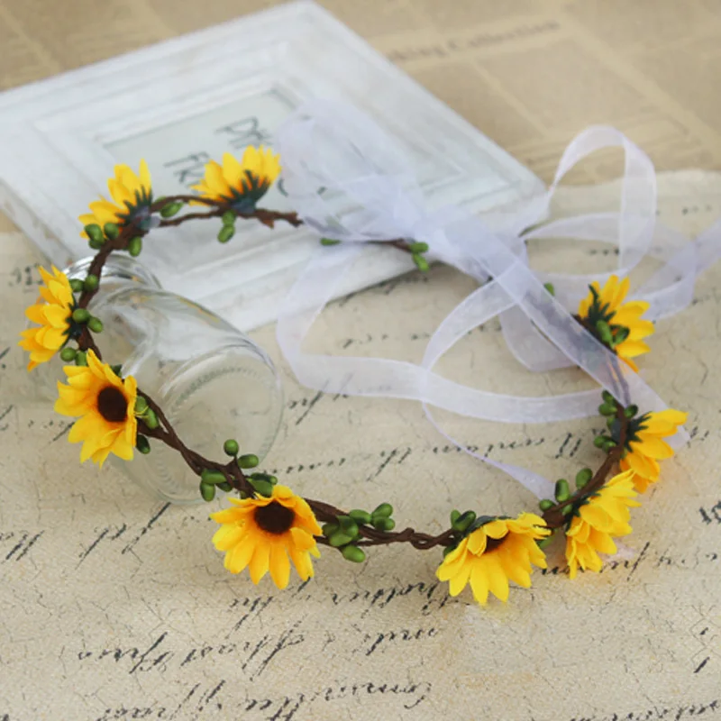 Искусственная повязка на голову с цветами праздничное украшение фотореквизит