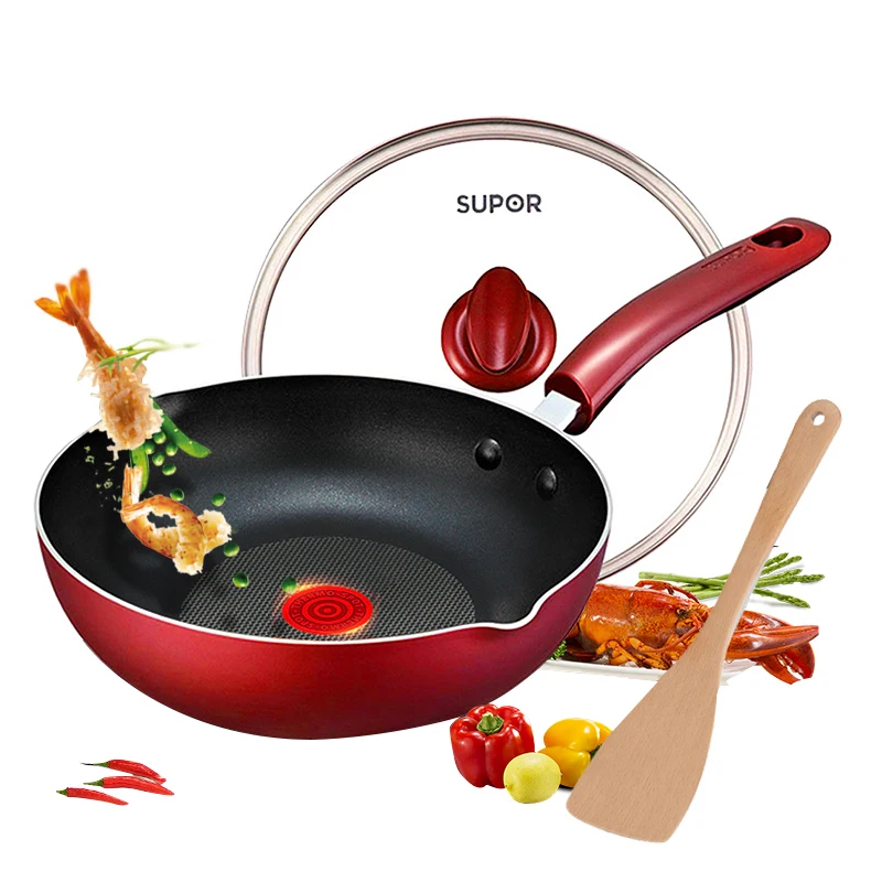 

Fire red point smokeless wok non-stick pan multi-function wok household non-stick pan 28cm induction cooker universal