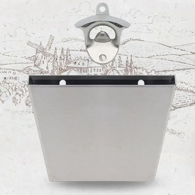 Настенный открывалка для пивных бутылок с крышкой контейнер хранения держатель