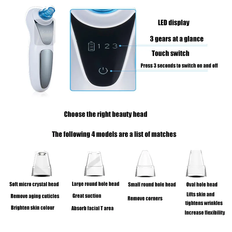 

Blackhead Remover Face Deep Nose Cleaner T Zone Pore Acne Pimple Removal Vacuum Suction Facial Diamond Beauty Clean Skin Tool