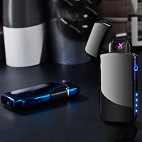 touch induction cross double arc windproof metal cigarette cigar candle lighter creative fingerprint induction usb charging