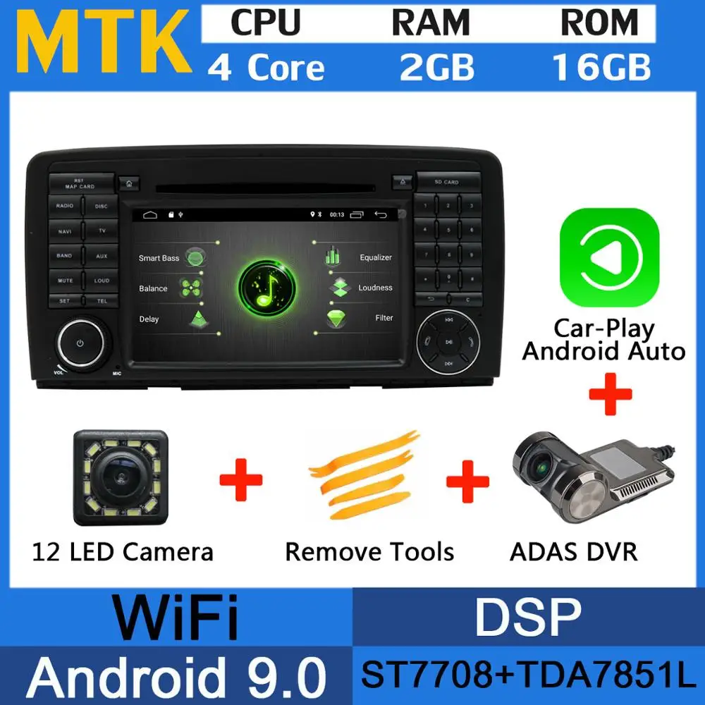 5 USB порт Восьмиядерный Android 9,0 4GB ram автомобильный dvd-плеер для Mercedes Benz R Class W251 R280 R300 R320 R350 R500 gps Радио DSP - Цвет: MTK-Adas-Carplay