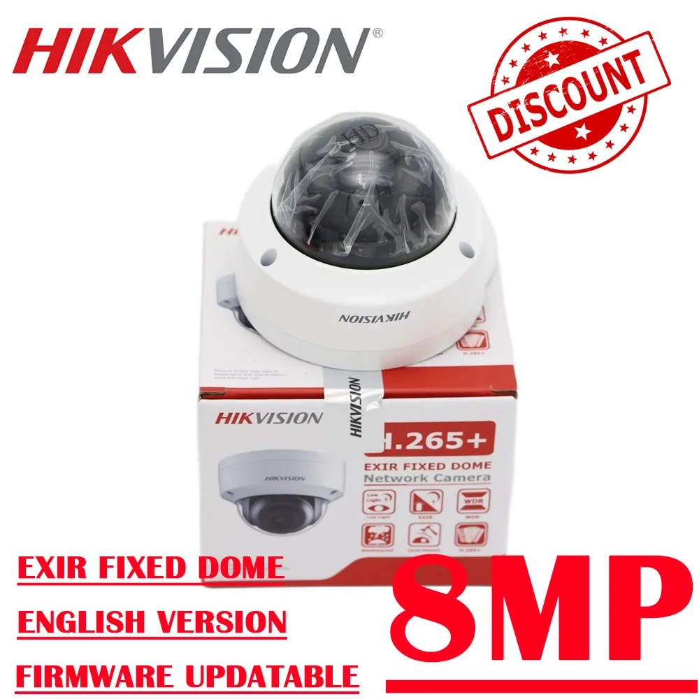

IP-камера Hikvision, 8 Мп, 4K, наружная Сетевая купольная камера видеонаблюдения, SD-карта, 30 м, IR H.265 +