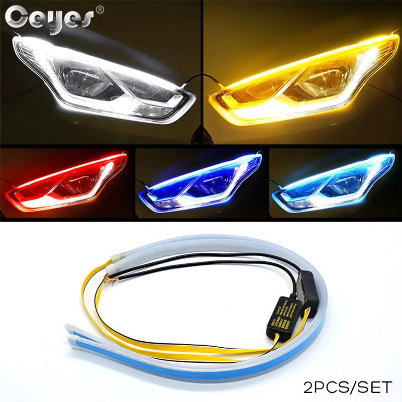 Ceyes 2 х Светодиодные полосы автомобильные аксессуары DRL дневные ходовые огни указатель поворота автомобильный стоп-сигнал фара в сборе для hyundai