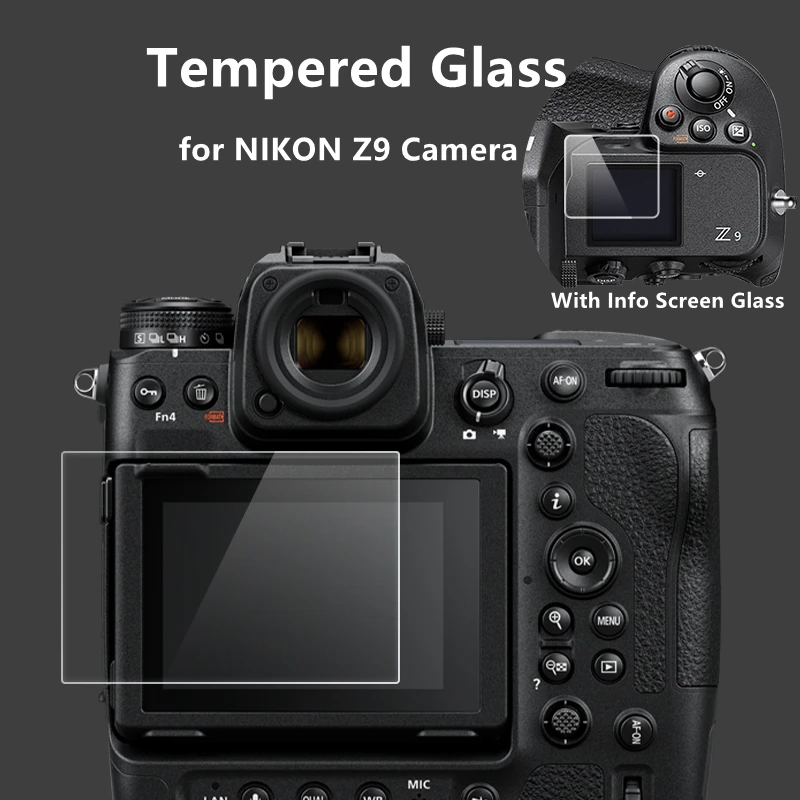 Z9 Camera Tempered Glass Protective Self-adhesive Glass for Nikon Z 9 Main LCD Display + Film Info Screen Protector Guard Cover