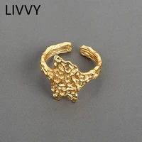 livvy silver color ins minimalist concave convex irregular geometry open ring for women fashion personality party jewelry