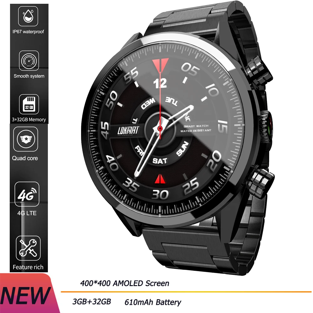 4G Смарт часы мужские IP67 Водонепроницаемый gps позиционирование Smartwatch 3 ГБ + 32 Гб