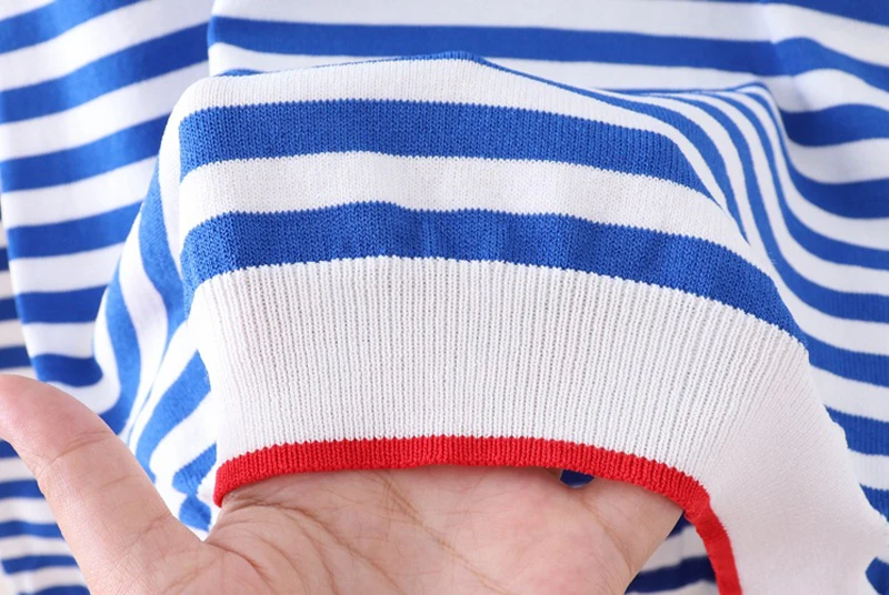 

Women knitted sweaters striped pullovers long sleeves basic sweaters loose warm tricot autumn winter Korean Knit Tops Blue