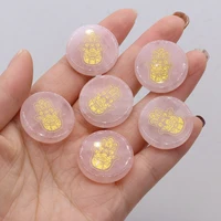 6pcs fashion round beads natural stone rose quartz aura healing religious mafati palm gemstones for unisex charms jewelry gifts
