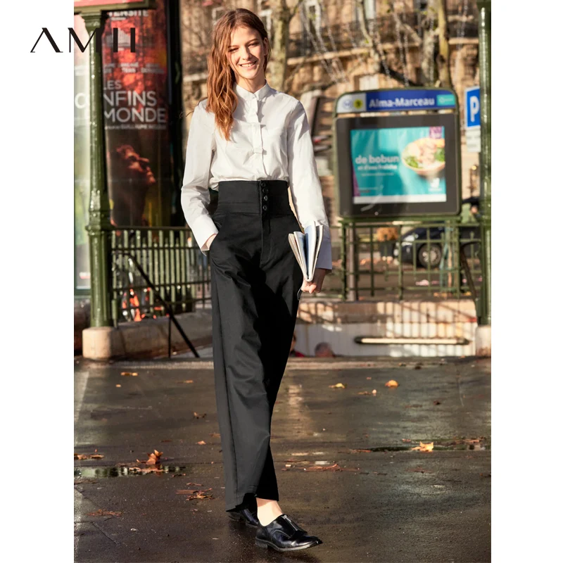 Amii Весенняя женская офисная рубашка однотонная Повседневная Женская блузка с