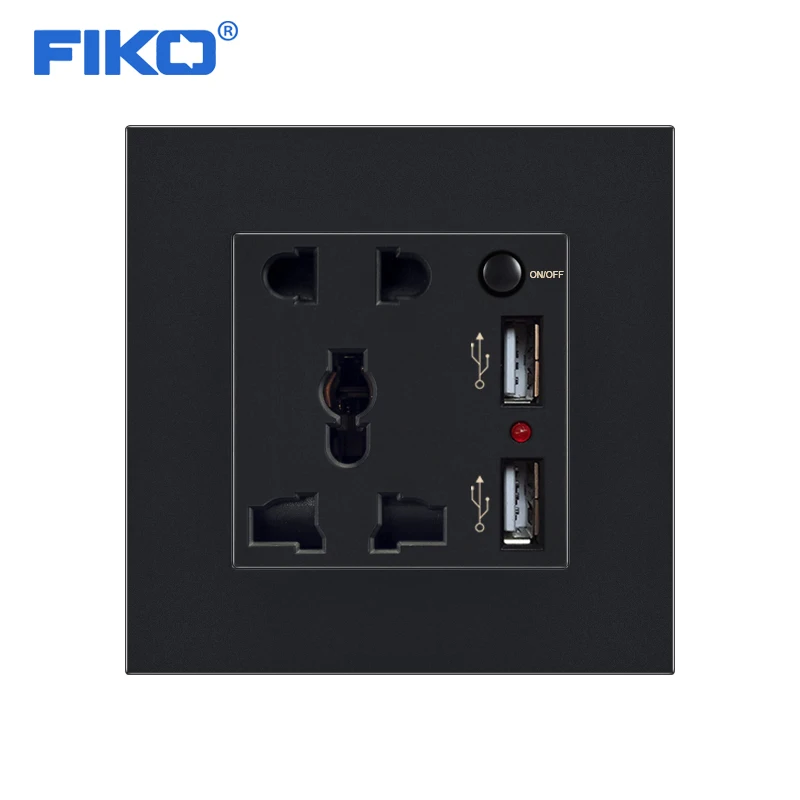 FIKO 2 USB с 5-контактным многофункциональным разъемом переключателем черная панель