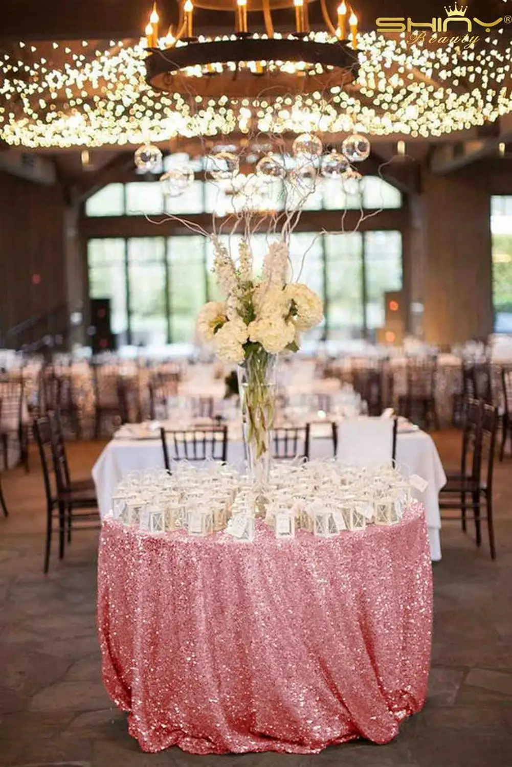 Блестящая розовая скатерть с блестками цвета фуксии 48 &quot круглая шампанского