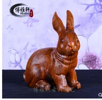chrysanthemum pear woodcarving rabbit furnishing a solid wood zodiac animal crafts mahogany home sitting room decorations